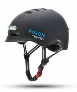 Hecto+ Vision M. Indbygget Lys Sort - Cykelhjelm
