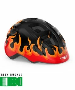 MET Hooray Black Flames/Glossy - Børnecykelhjelm