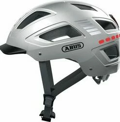 Abus Hyban 2.0 LED Signal Silver Shiny M. Indbygget Led Lys - Cykelhjelm