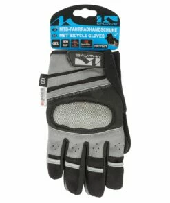 M-Wave GEL-CYKELHANDSKER BESKYTTELSE FULL-FINGER Sort / Grå -Deals Cykelhjelm til landevej Store gel cykelhandsker beskyttelse full finger sort graa 1