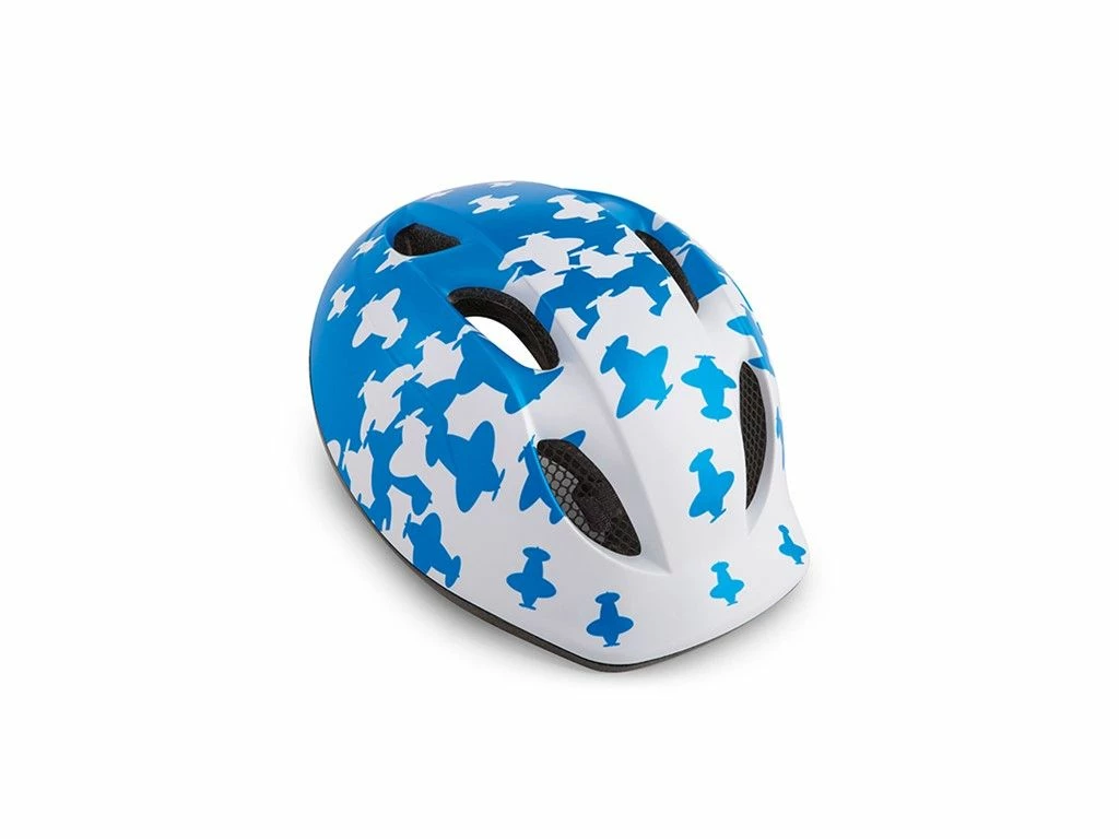 MET Cykelhjelm Buddy White Blue Airplanes/Matt 3 MET Cykelhjelm Buddy White Blue Airplanes/Matt